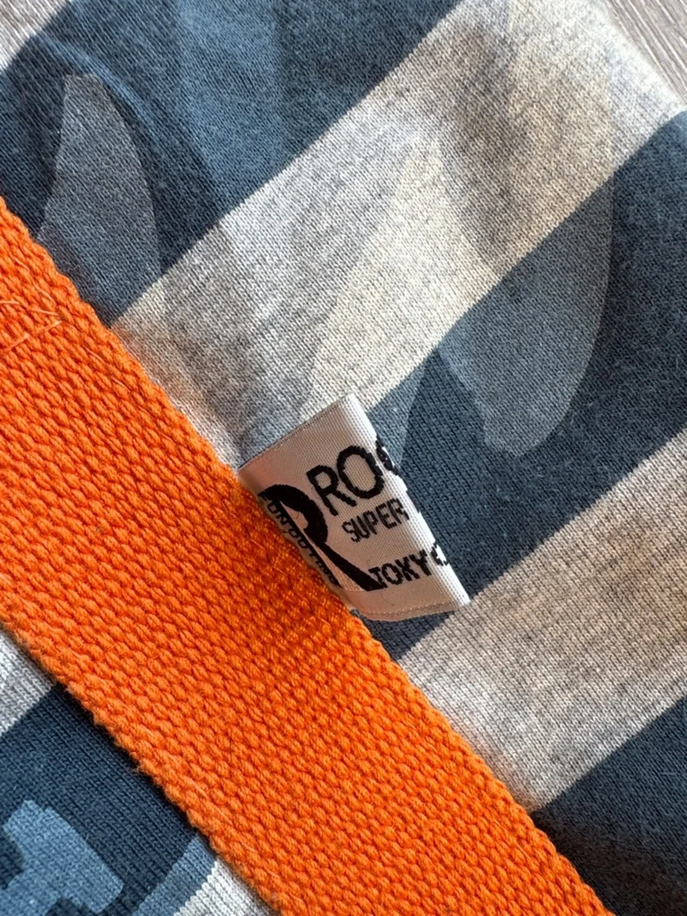Rootote Japanese Brand Striped Canvas Messenger Tote w/Bright Orange Straps 0448